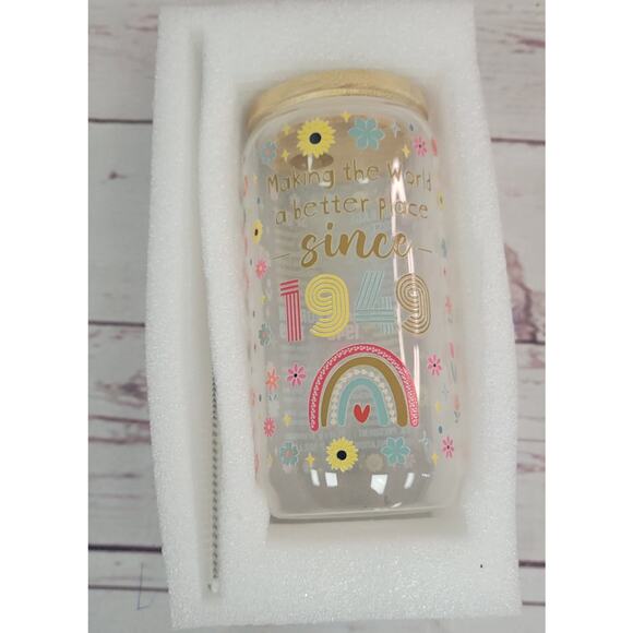 Vintage Inspired Glass Jar with Straw and Lid Year 1949 - Picture 6 of 6